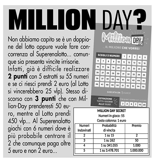 Million Day Ecco Come La Pensa La Redazione Di Lottomio