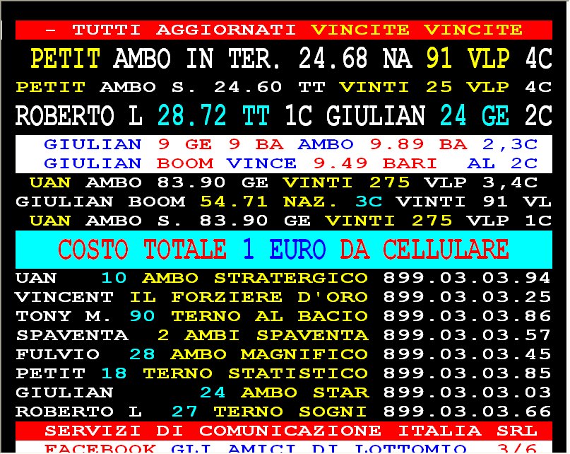SPECIALE AGGIORNAMENTI 899 MEDIAVIDEO X MARTEDI' SERA HANNO VINTO