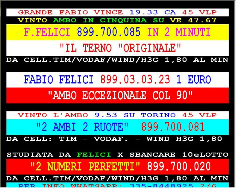 SPECIALE AGGIORNAMENTI 899 X SABATO! IERI HANNO VINTO GARGIULO