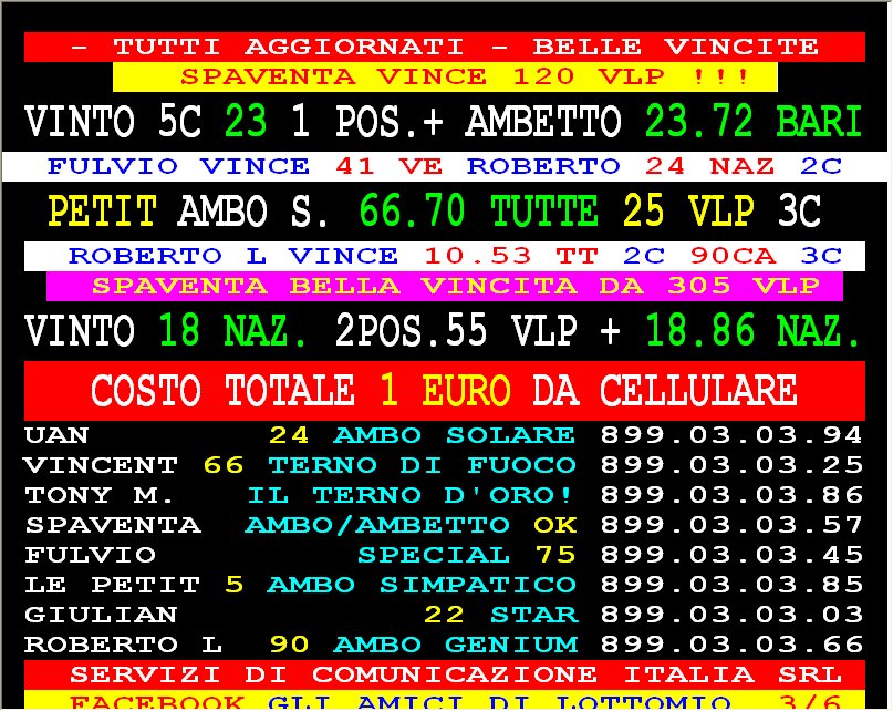 SPECIALE AGGIORNAMENTI 899 X SABATO! IERI HANNO VINTO GARGIULO